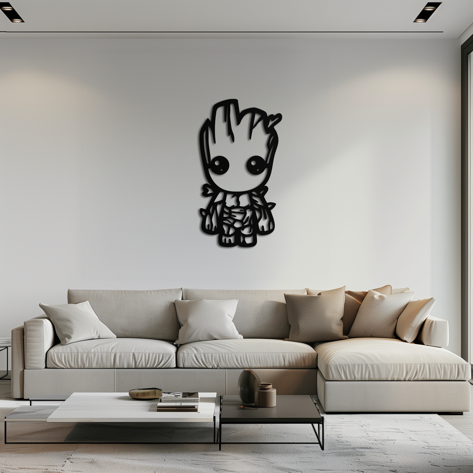 Baby Groot Silhouette Metal Wall Art – Cute Comic Character Metal Decor for Kids and Fans- KAF636