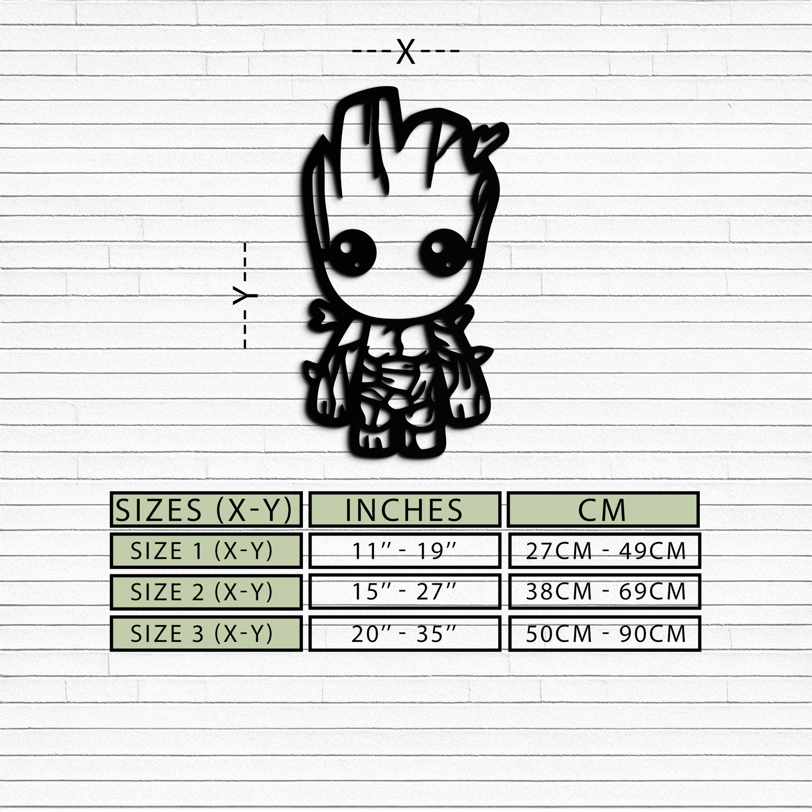 Baby Groot Silhouette Metal Wall Art – Cute Comic Character Metal Decor for Kids and Fans- KAF636