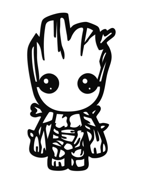 Load image into Gallery viewer, Baby Groot Silhouette Metal Wall Art – Cute Comic Character Metal Decor for Kids and Fans- KAF636
