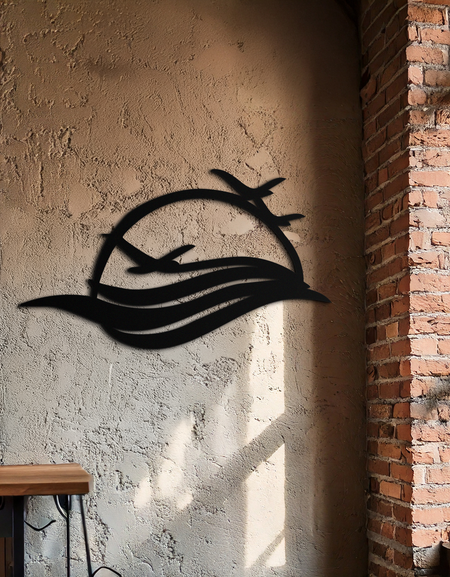 Flying Birds Over Sunset Metal Wall Art – Modern Nature-Inspired Silhouette Decor - KAF644