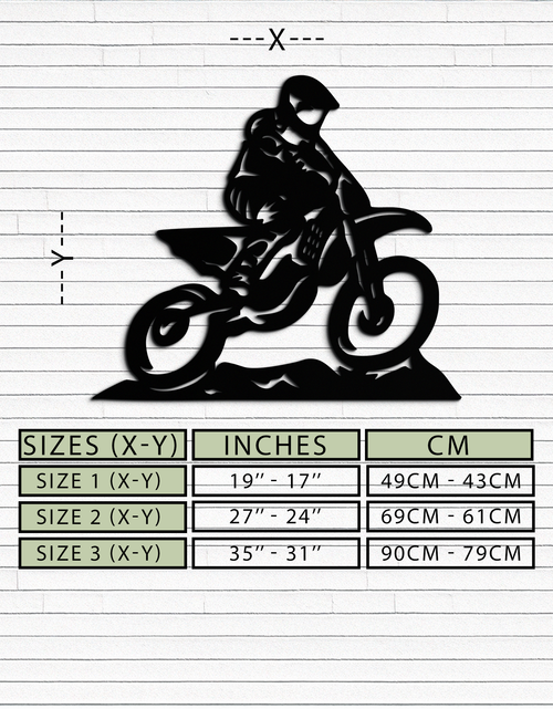 Resmi Galeri görüntüleyicisine yükleyin, Dinamik Motocross Sürücüsü Metal Duvar Sanatı – Off-Road Motosiklet Silüeti Dekoru - KAF645
