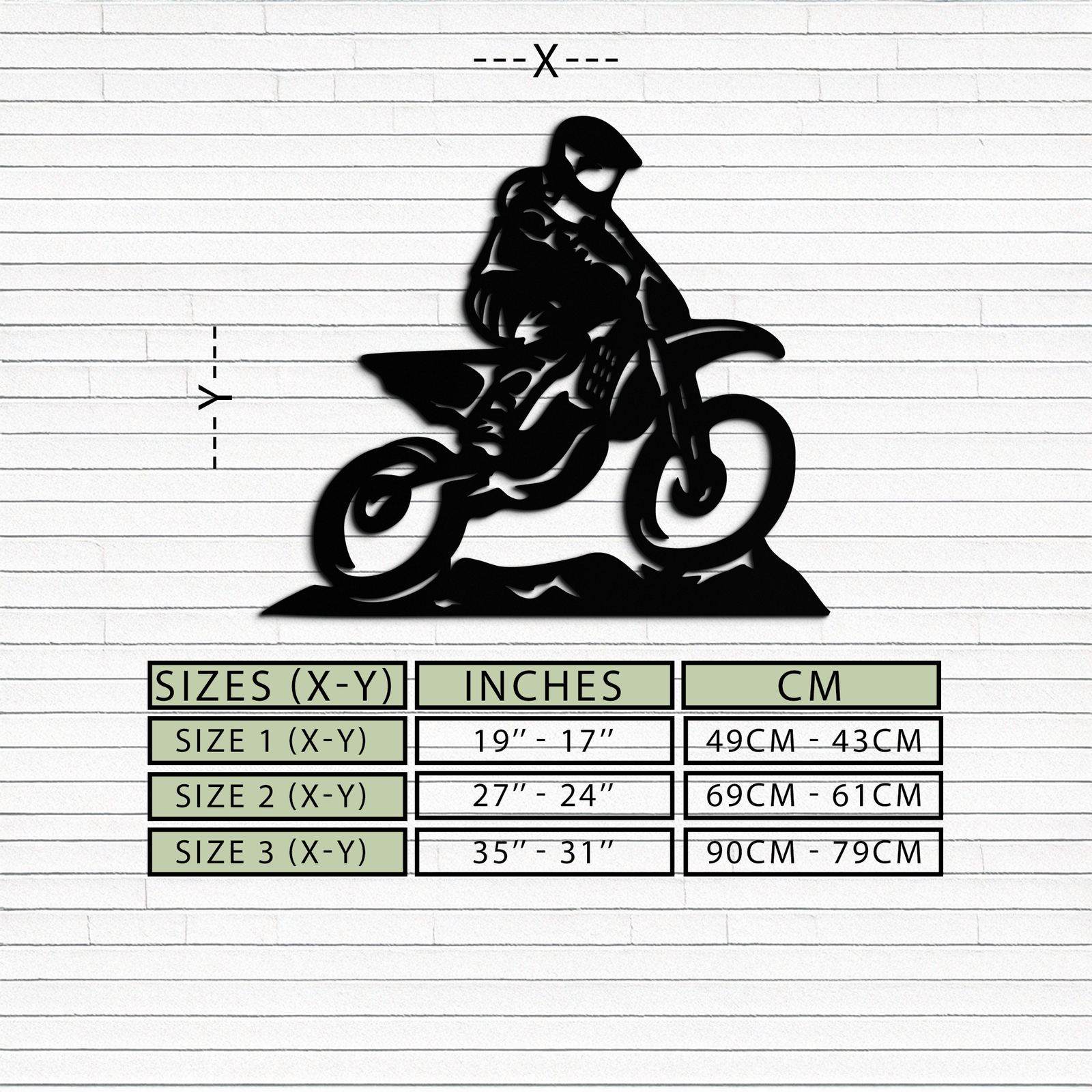 Dinamik Motocross Sürücüsü Metal Duvar Sanatı – Off-Road Motosiklet Silüeti Dekoru - KAF645