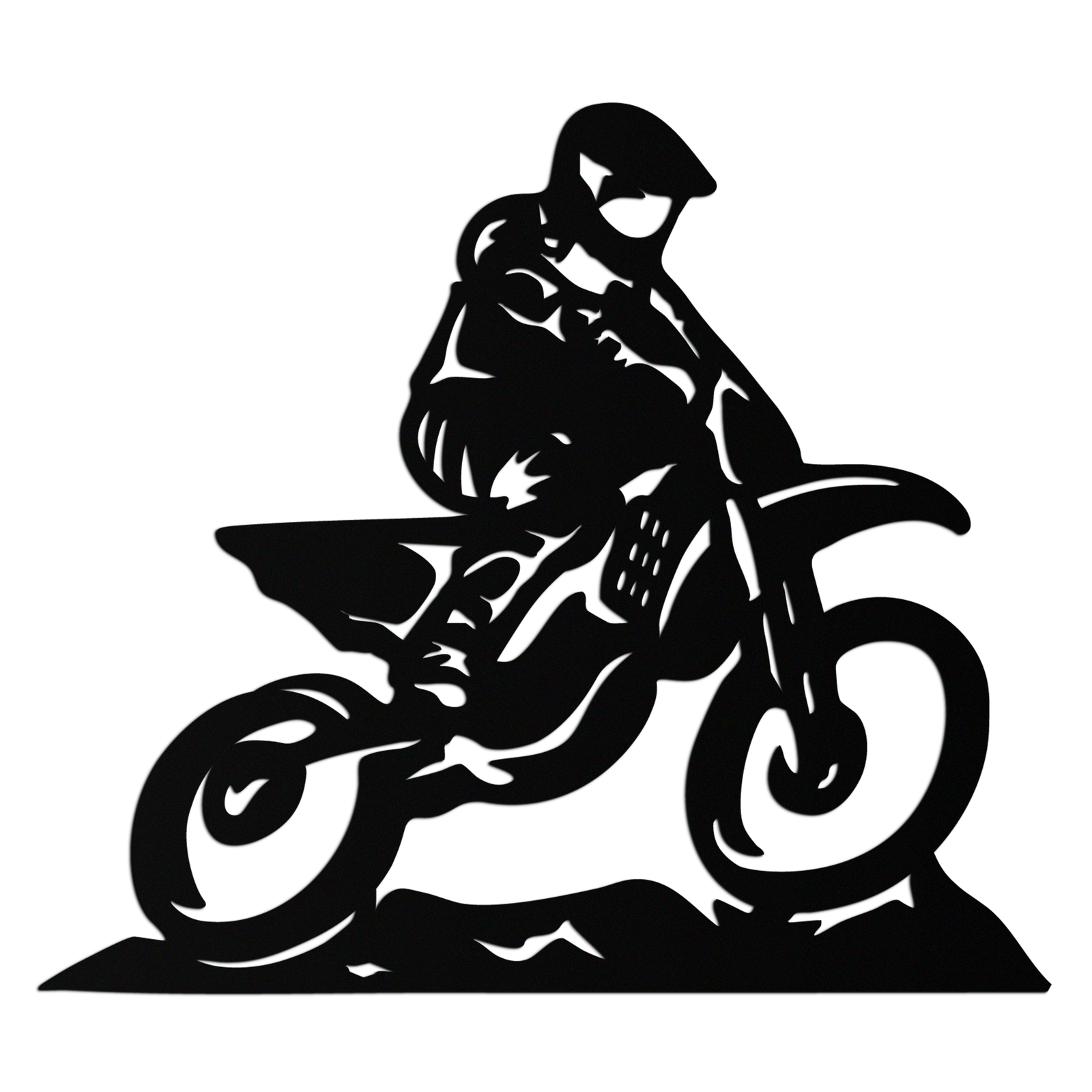 Dinamik Motocross Sürücüsü Metal Duvar Sanatı – Off-Road Motosiklet Silüeti Dekoru - KAF645