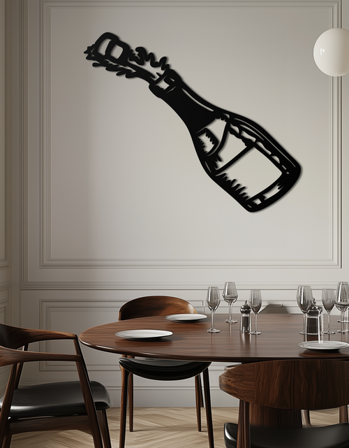 Load image into Gallery viewer, Champagne Bottle Explosion Metal Wall Art – Celebration-Themed Modern Decor for Bars and Kitchens- KAF646
