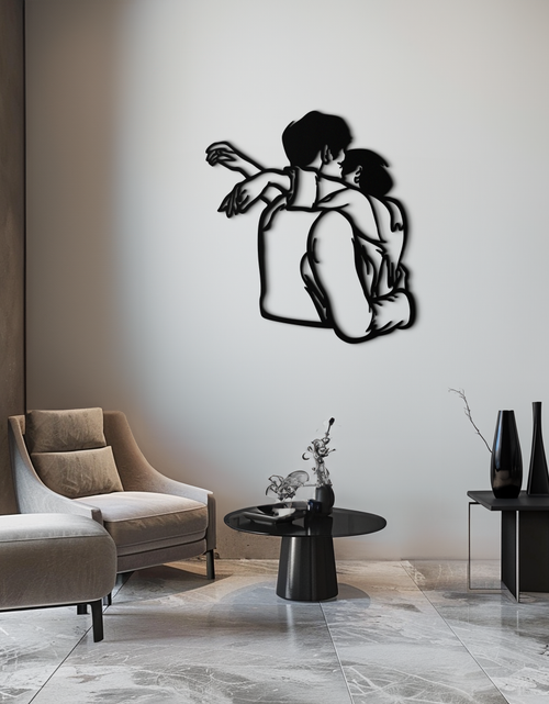 Load image into Gallery viewer, Embracing Couple Metal Wall Art – Romantic Silhouette for Modern Interiors- KAF647
