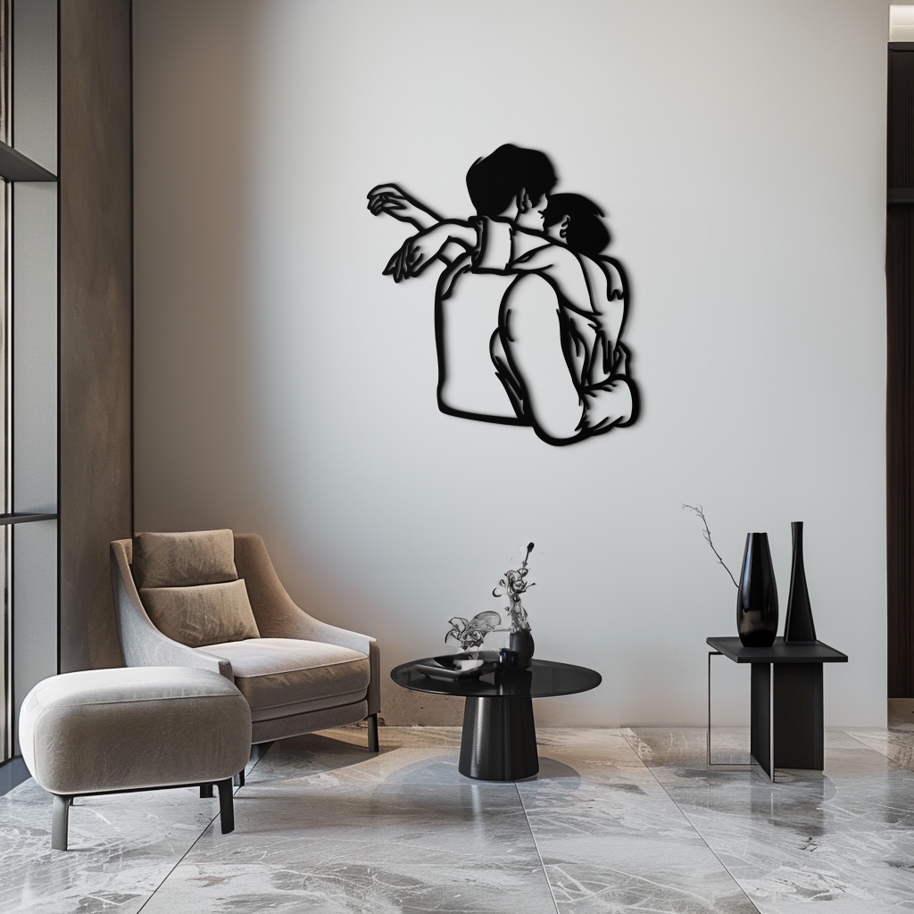 Embracing Couple Metal Wall Art – Romantic Silhouette for Modern Interiors- KAF647