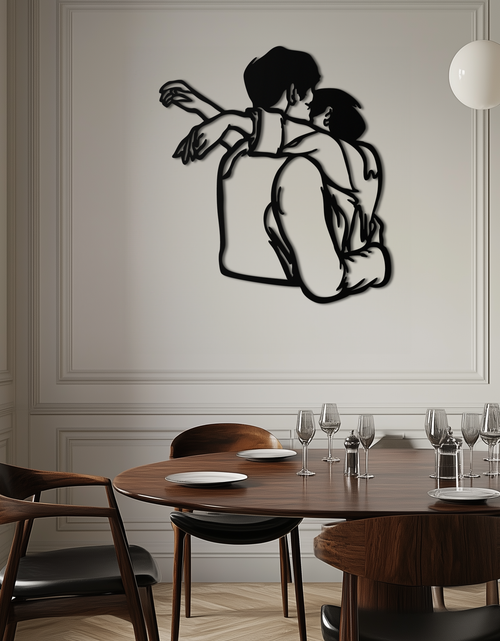 Load image into Gallery viewer, Embracing Couple Metal Wall Art – Romantic Silhouette for Modern Interiors- KAF647
