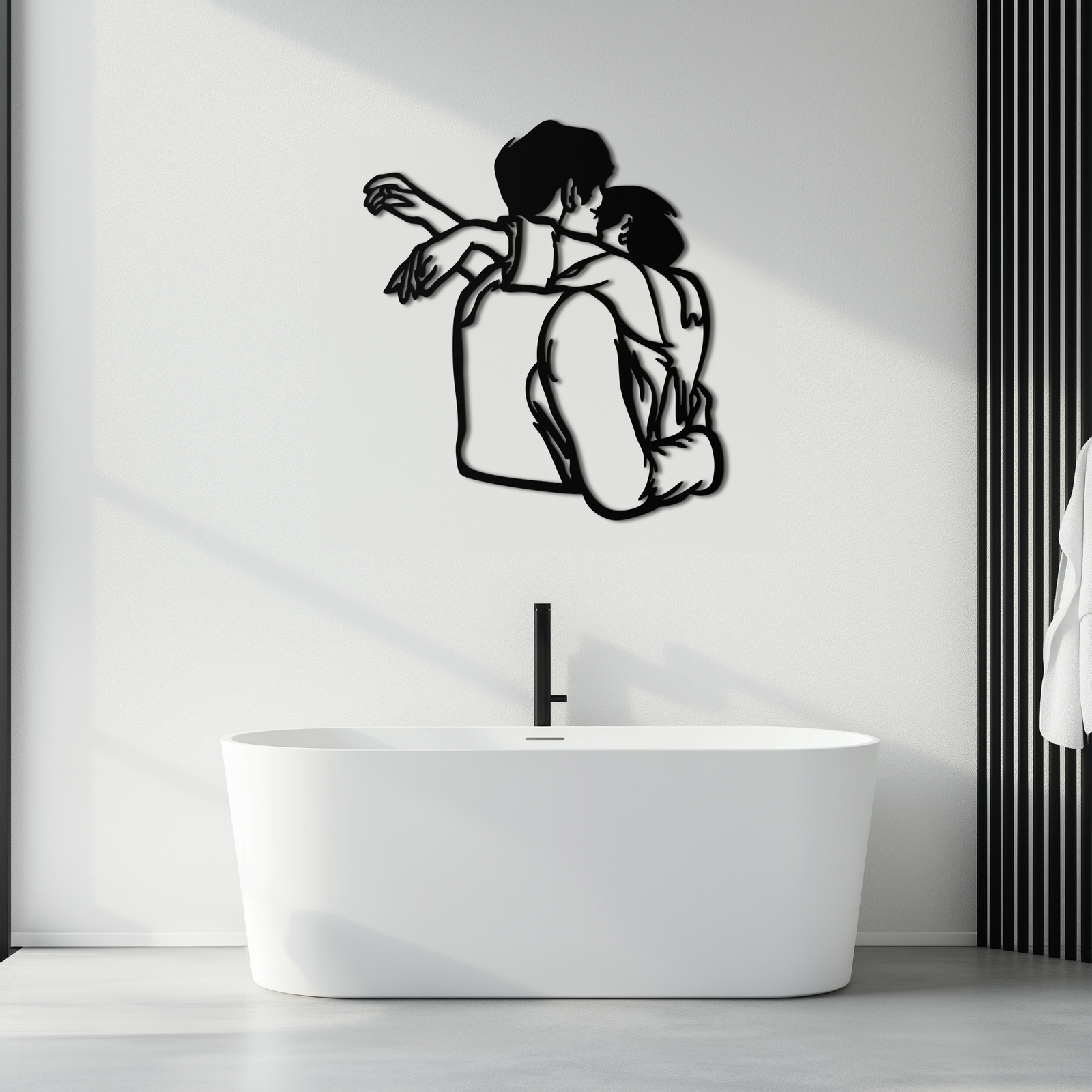 Embracing Couple Metal Wall Art – Romantic Silhouette for Modern Interiors- KAF647