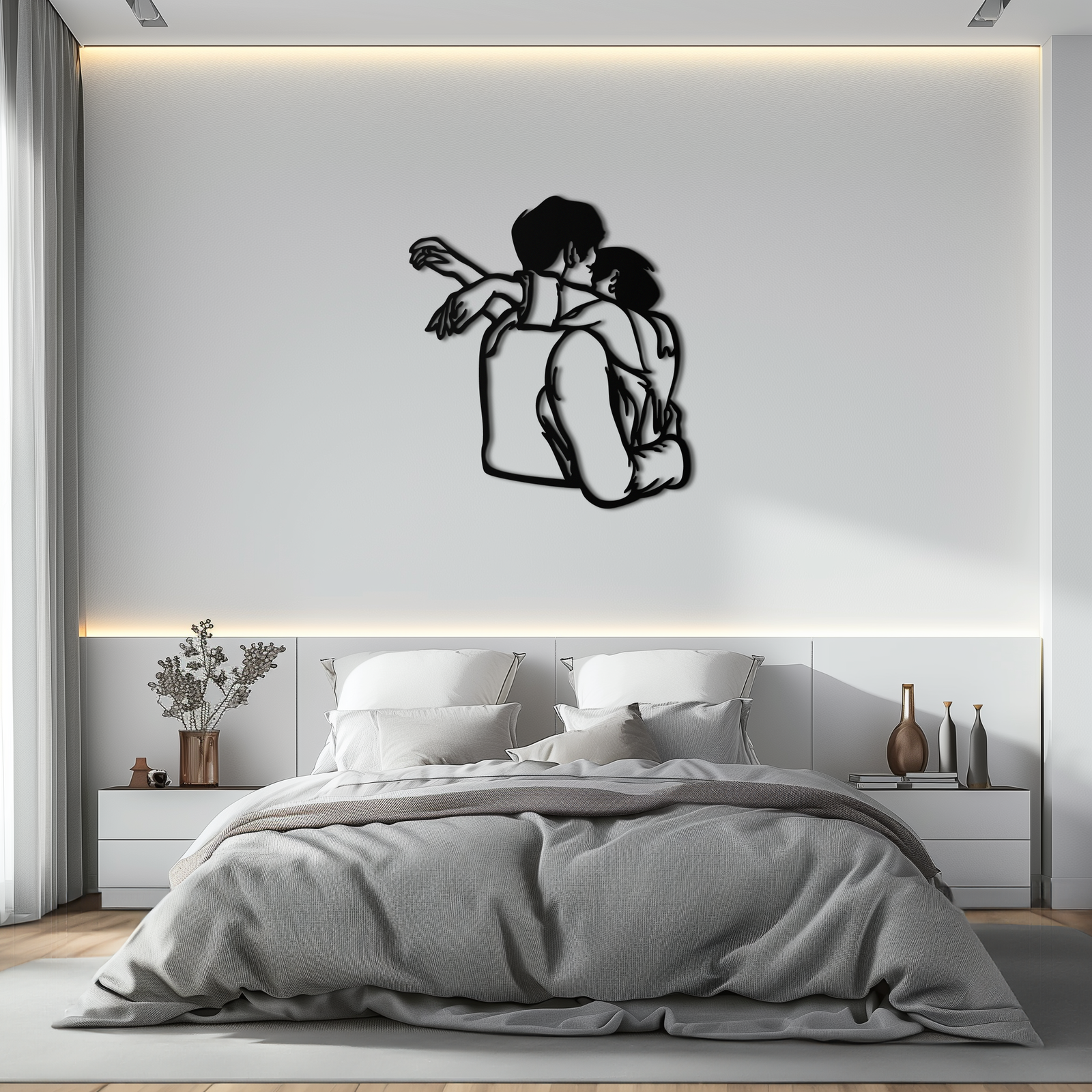 Embracing Couple Metal Wall Art – Romantic Silhouette for Modern Interiors- KAF647