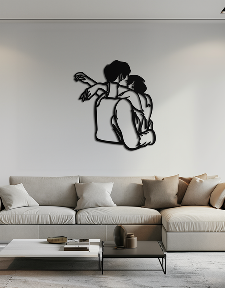 Embracing Couple Metal Wall Art – Romantic Silhouette for Modern Interiors- KAF647