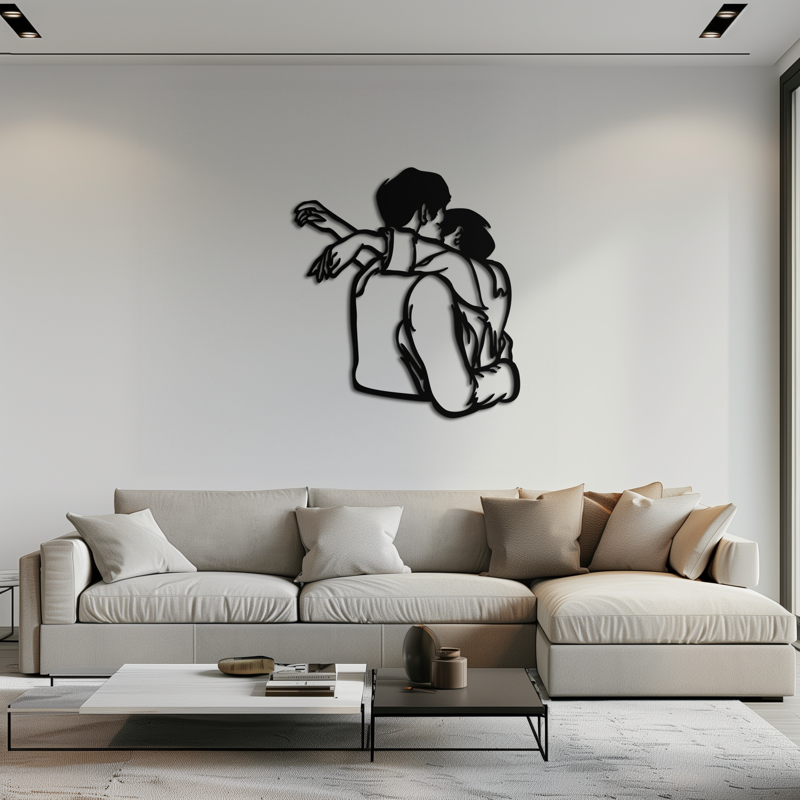 Embracing Couple Metal Wall Art – Romantic Silhouette for Modern Interiors- KAF647