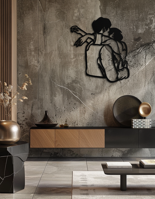 Load image into Gallery viewer, Embracing Couple Metal Wall Art – Romantic Silhouette for Modern Interiors- KAF647
