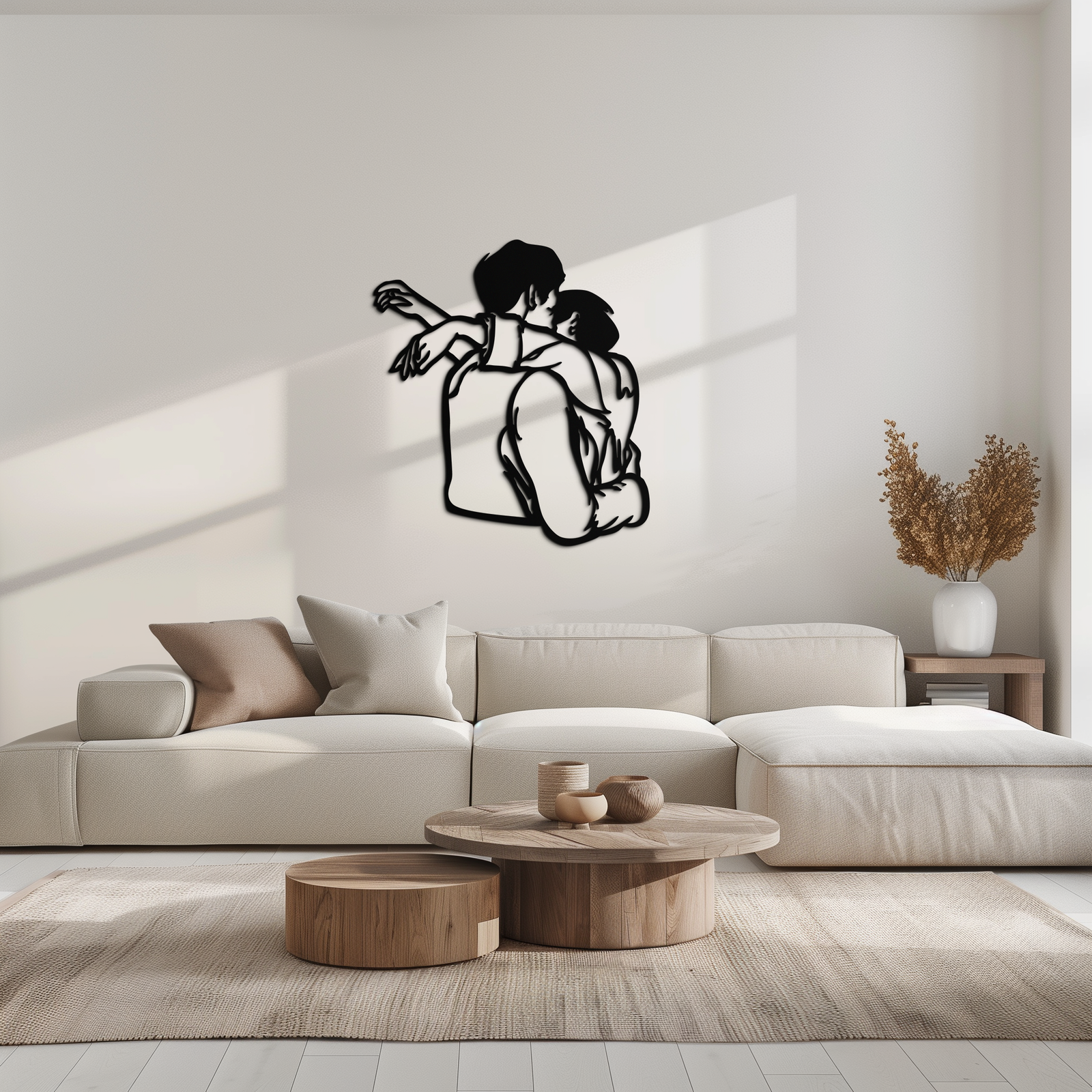 Embracing Couple Metal Wall Art – Romantic Silhouette for Modern Interiors- KAF647