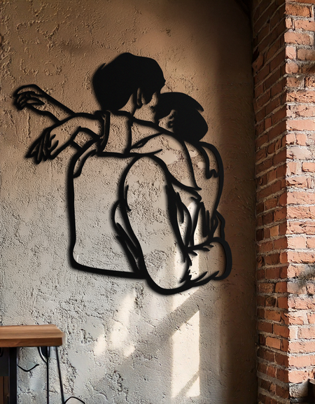 Embracing Couple Metal Wall Art – Romantic Silhouette for Modern Interiors- KAF647