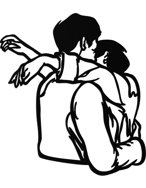 Load image into Gallery viewer, Embracing Couple Metal Wall Art – Romantic Silhouette for Modern Interiors- KAF647
