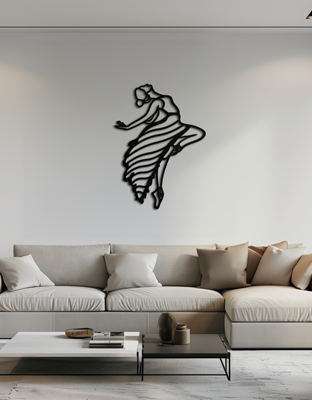 Dancing Woman Metal Wall Art – Graceful Silhouette Décor for Artistic Spaces- KAF648