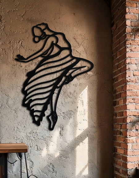 Dancing Woman Metal Wall Art – Graceful Silhouette Décor for Artistic Spaces- KAF648