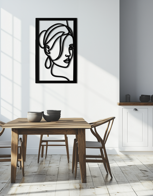 Load image into Gallery viewer, Woman Portrait Line Art Metal Wall Decor – Minimalist Modern Face Silhouette- KAF649
