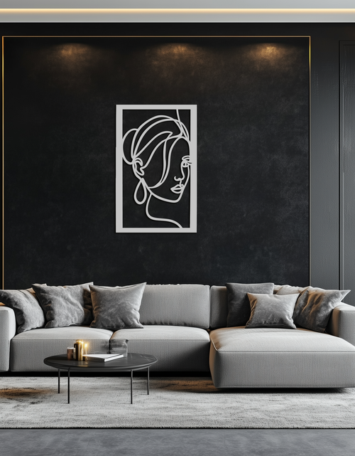 Load image into Gallery viewer, Woman Portrait Line Art Metal Wall Decor – Minimalist Modern Face Silhouette- KAF649
