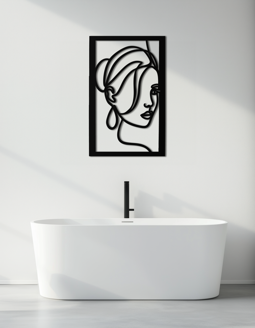 Load image into Gallery viewer, Woman Portrait Line Art Metal Wall Decor – Minimalist Modern Face Silhouette- KAF649
