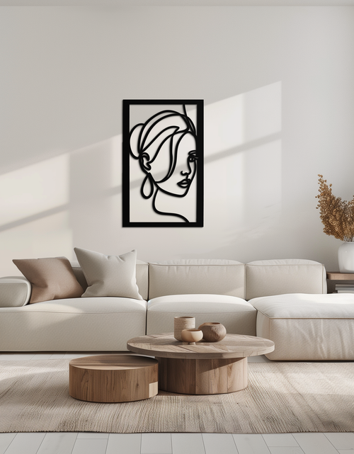 Load image into Gallery viewer, Woman Portrait Line Art Metal Wall Decor – Minimalist Modern Face Silhouette- KAF649

