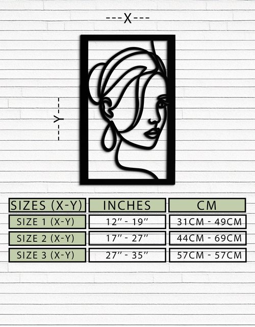 Load image into Gallery viewer, Woman Portrait Line Art Metal Wall Decor – Minimalist Modern Face Silhouette- KAF649
