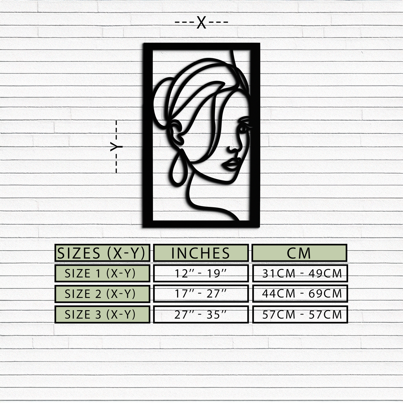 Woman Portrait Line Art Metal Wall Decor – Minimalist Modern Face Silhouette- KAF649