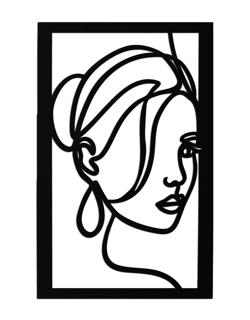 Load image into Gallery viewer, Woman Portrait Line Art Metal Wall Decor – Minimalist Modern Face Silhouette- KAF649

