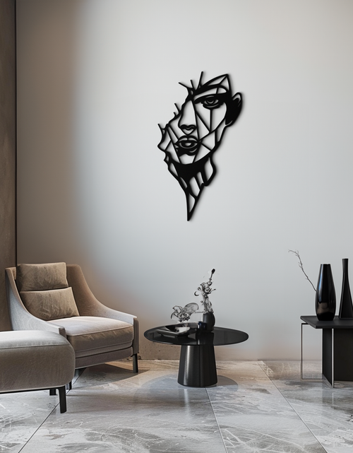 Load image into Gallery viewer, Abstract Line Art Woman Face Metal Wall Art – Modern Feminine Silhouette Decor- KAF650
