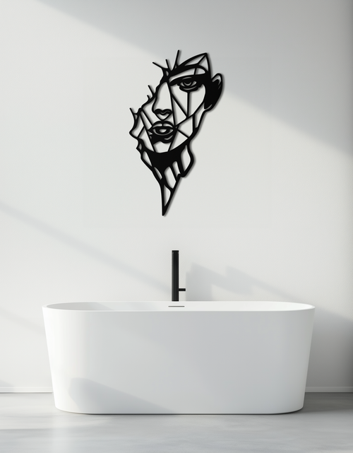 Load image into Gallery viewer, Abstract Line Art Woman Face Metal Wall Art – Modern Feminine Silhouette Decor- KAF650
