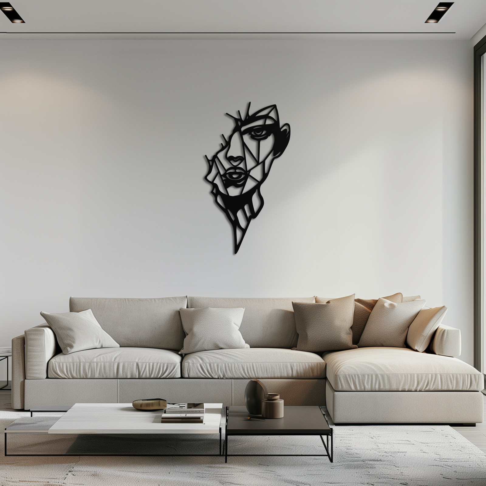 Abstract Line Art Woman Face Metal Wall Art – Modern Feminine Silhouette Decor- KAF650