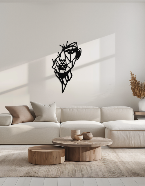 Load image into Gallery viewer, Abstract Line Art Woman Face Metal Wall Art – Modern Feminine Silhouette Decor- KAF650

