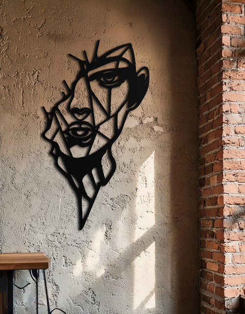 Load image into Gallery viewer, Abstract Line Art Woman Face Metal Wall Art – Modern Feminine Silhouette Decor- KAF650
