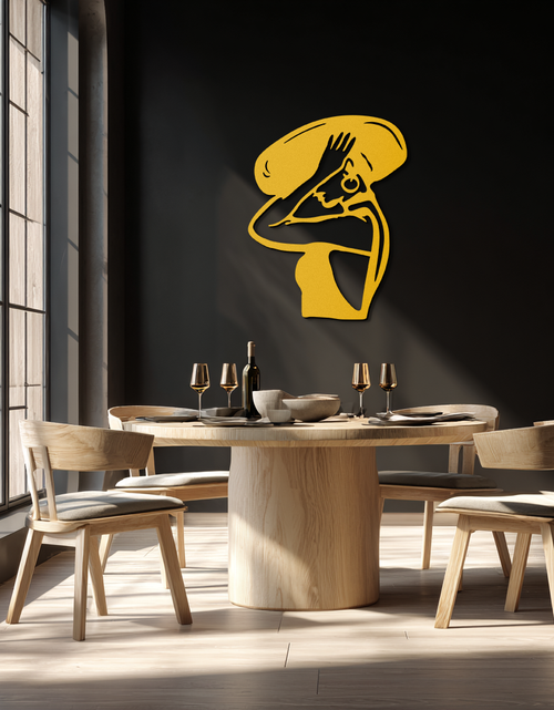 Load image into Gallery viewer, Elegant Woman with Hat Metal Wall Art – Fashion-Inspired Silhouette Décor- KAF651
