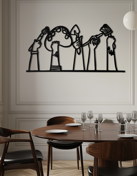 Boya Fırçaları Metal Duvar Sanatı – Sanatçılar ve Sanat Severler için Yaratıcı Stüdyo Dekoru- KAF652