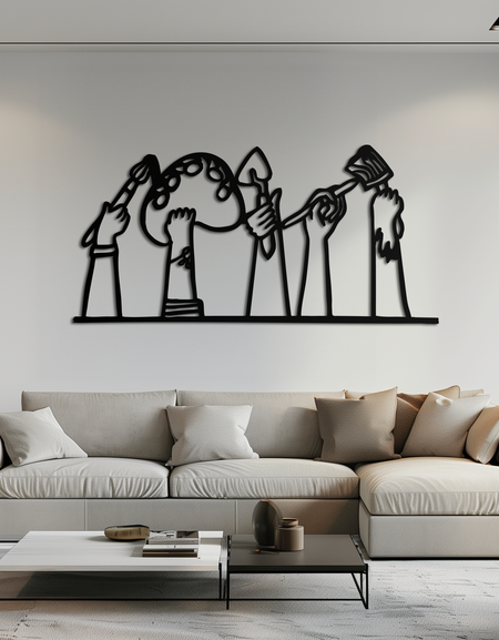 Boya Fırçaları Metal Duvar Sanatı – Sanatçılar ve Sanat Severler için Yaratıcı Stüdyo Dekoru- KAF652