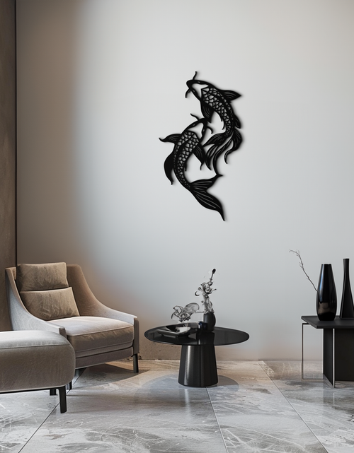 Load image into Gallery viewer, Dual Fish Metal Wall Art – Nature-Inspired Aquatic Silhouette for Modern Interiors- KAF653
