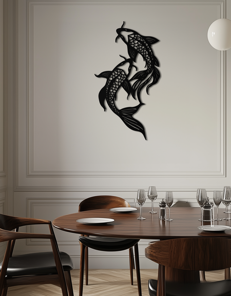 Dual Fish Metal Wall Art – Nature-Inspired Aquatic Silhouette for Modern Interiors- KAF653