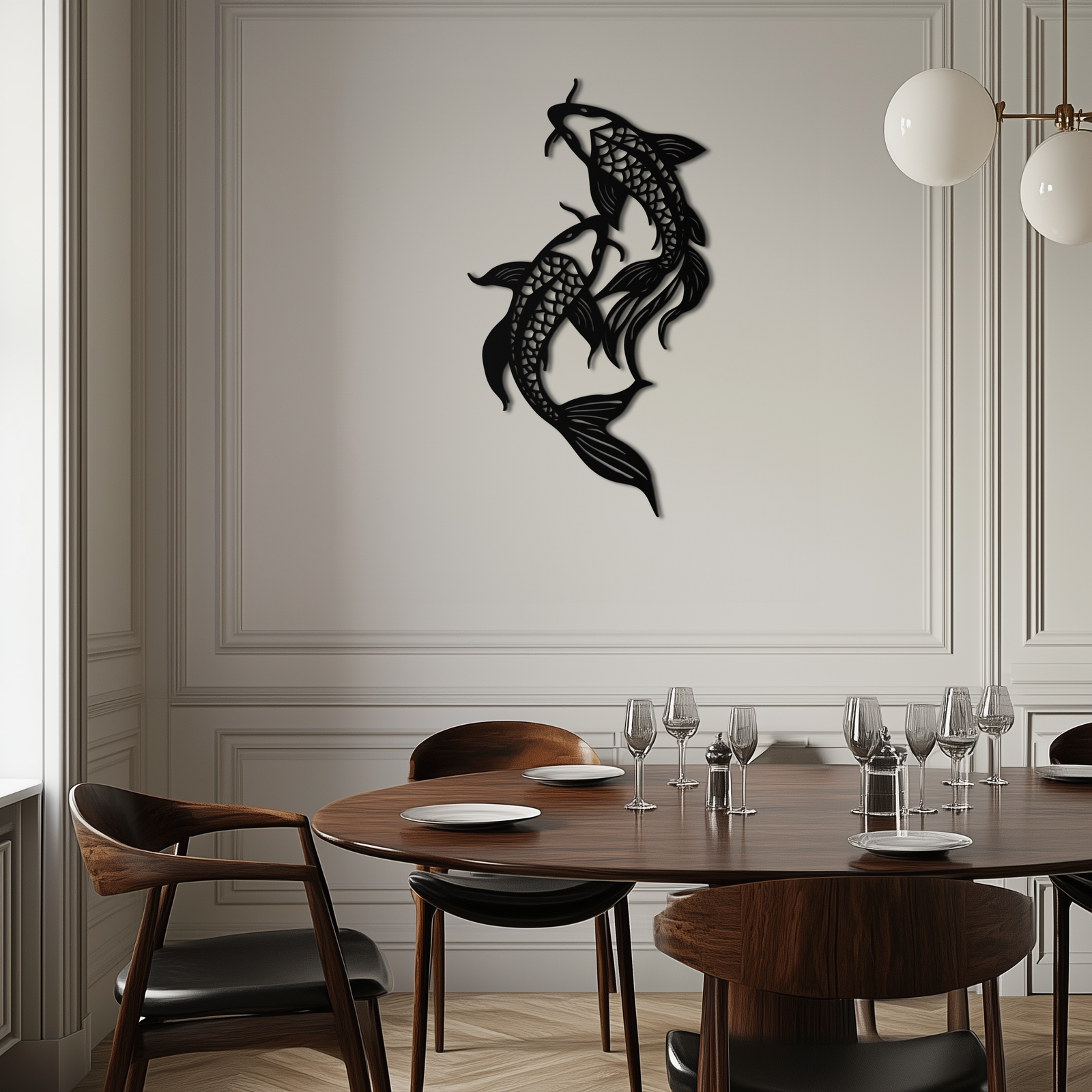 Dual Fish Metal Wall Art – Nature-Inspired Aquatic Silhouette for Modern Interiors- KAF653