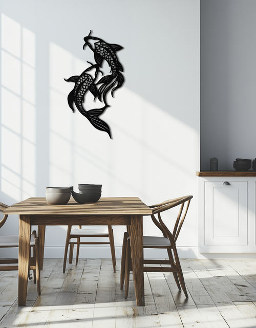 Load image into Gallery viewer, Dual Fish Metal Wall Art – Nature-Inspired Aquatic Silhouette for Modern Interiors- KAF653
