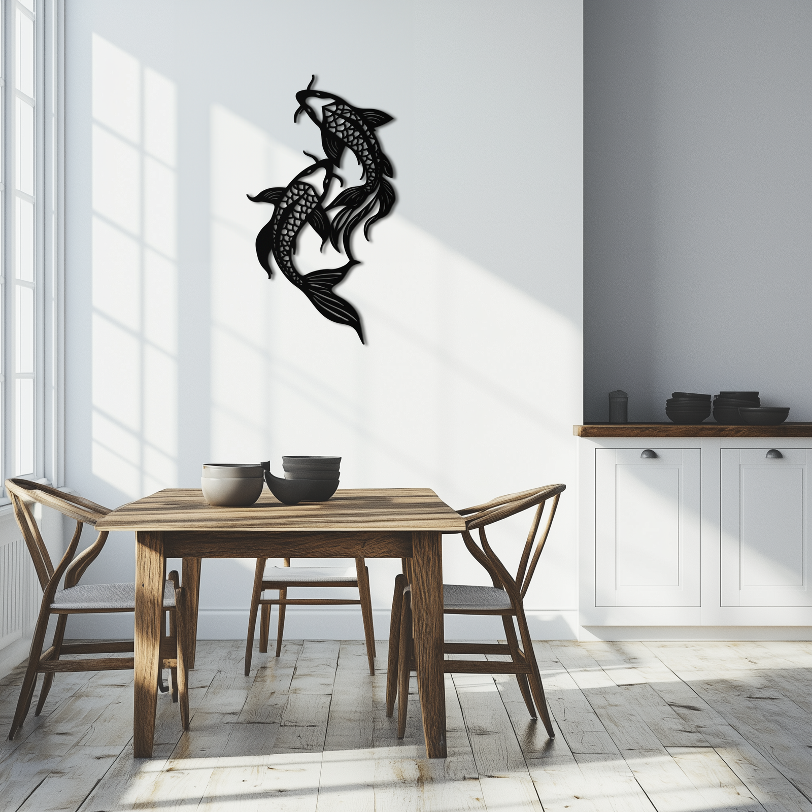 Dual Fish Metal Wall Art – Nature-Inspired Aquatic Silhouette for Modern Interiors- KAF653