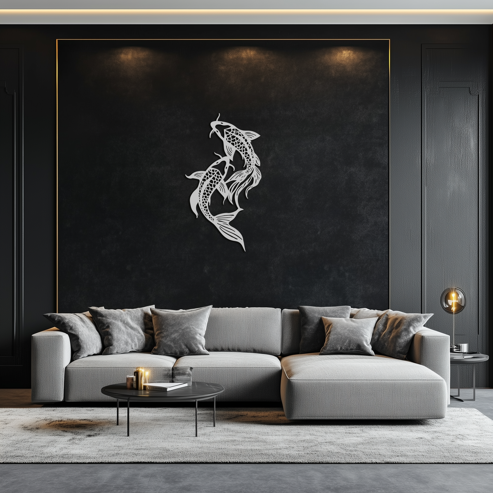 Dual Fish Metal Wall Art – Nature-Inspired Aquatic Silhouette for Modern Interiors- KAF653