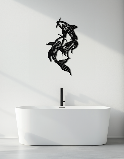 Load image into Gallery viewer, Dual Fish Metal Wall Art – Nature-Inspired Aquatic Silhouette for Modern Interiors- KAF653
