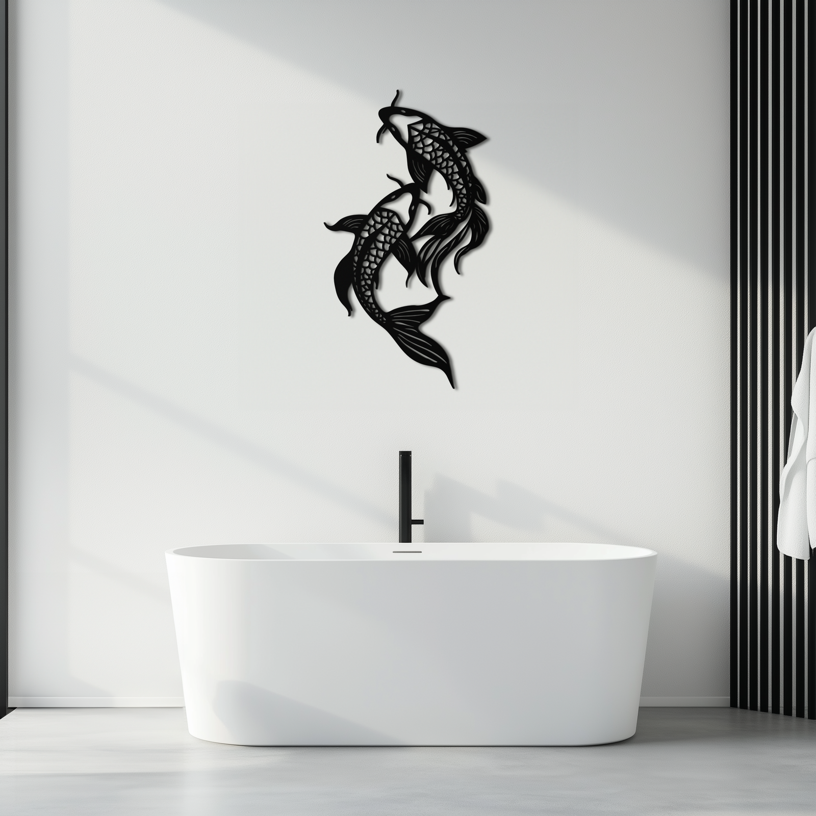 Dual Fish Metal Wall Art – Nature-Inspired Aquatic Silhouette for Modern Interiors- KAF653