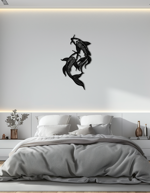 Load image into Gallery viewer, Dual Fish Metal Wall Art – Nature-Inspired Aquatic Silhouette for Modern Interiors- KAF653
