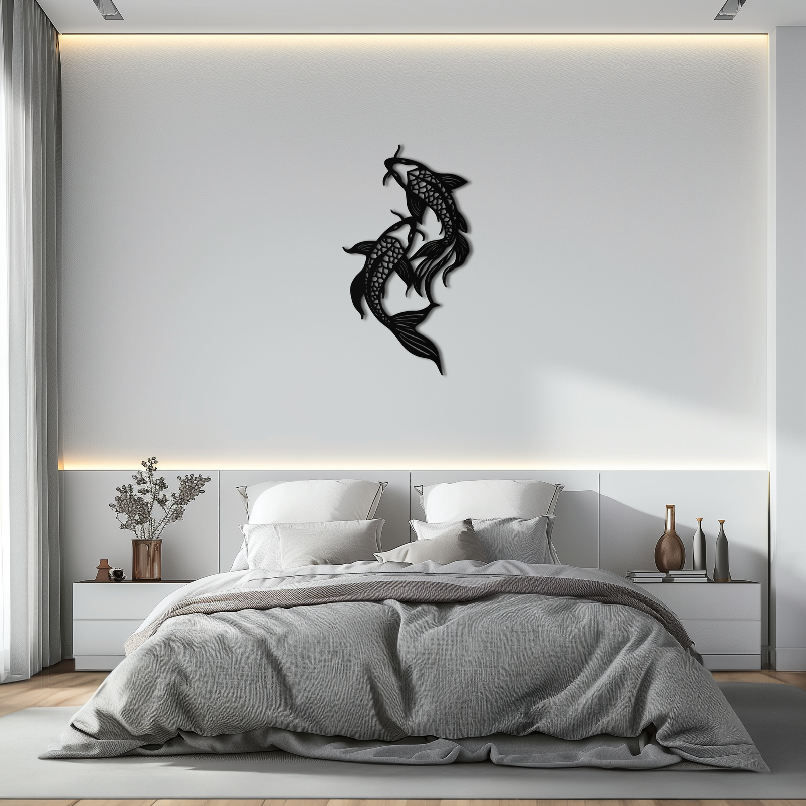Dual Fish Metal Wall Art – Nature-Inspired Aquatic Silhouette for Modern Interiors- KAF653