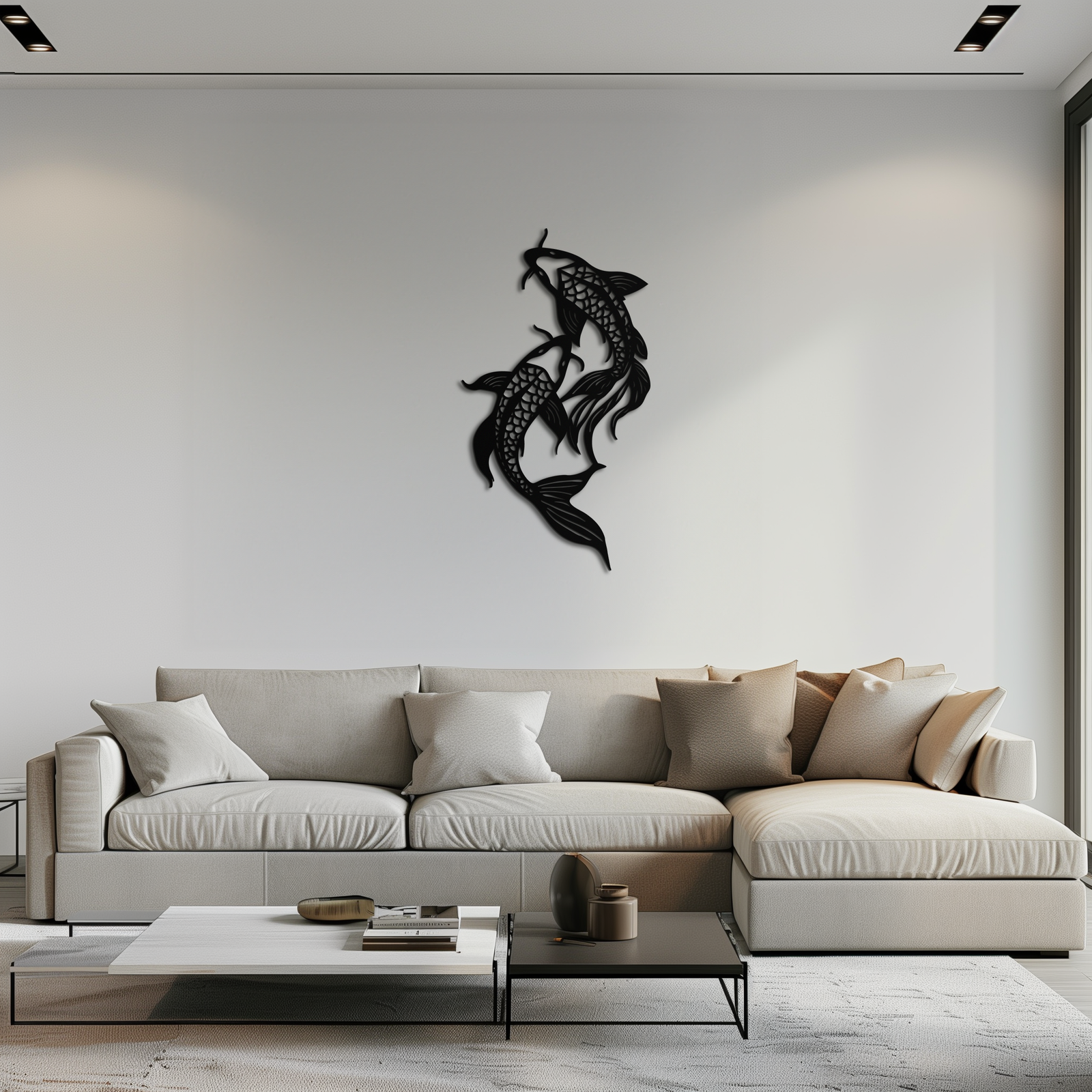 Dual Fish Metal Wall Art – Nature-Inspired Aquatic Silhouette for Modern Interiors- KAF653
