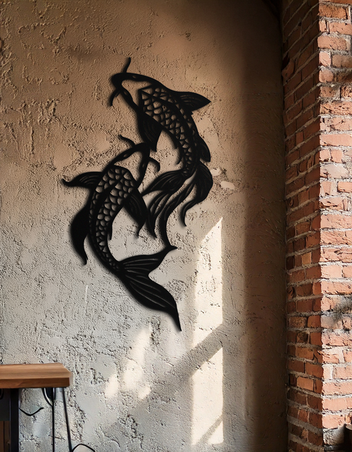 Load image into Gallery viewer, Dual Fish Metal Wall Art – Nature-Inspired Aquatic Silhouette for Modern Interiors- KAF653
