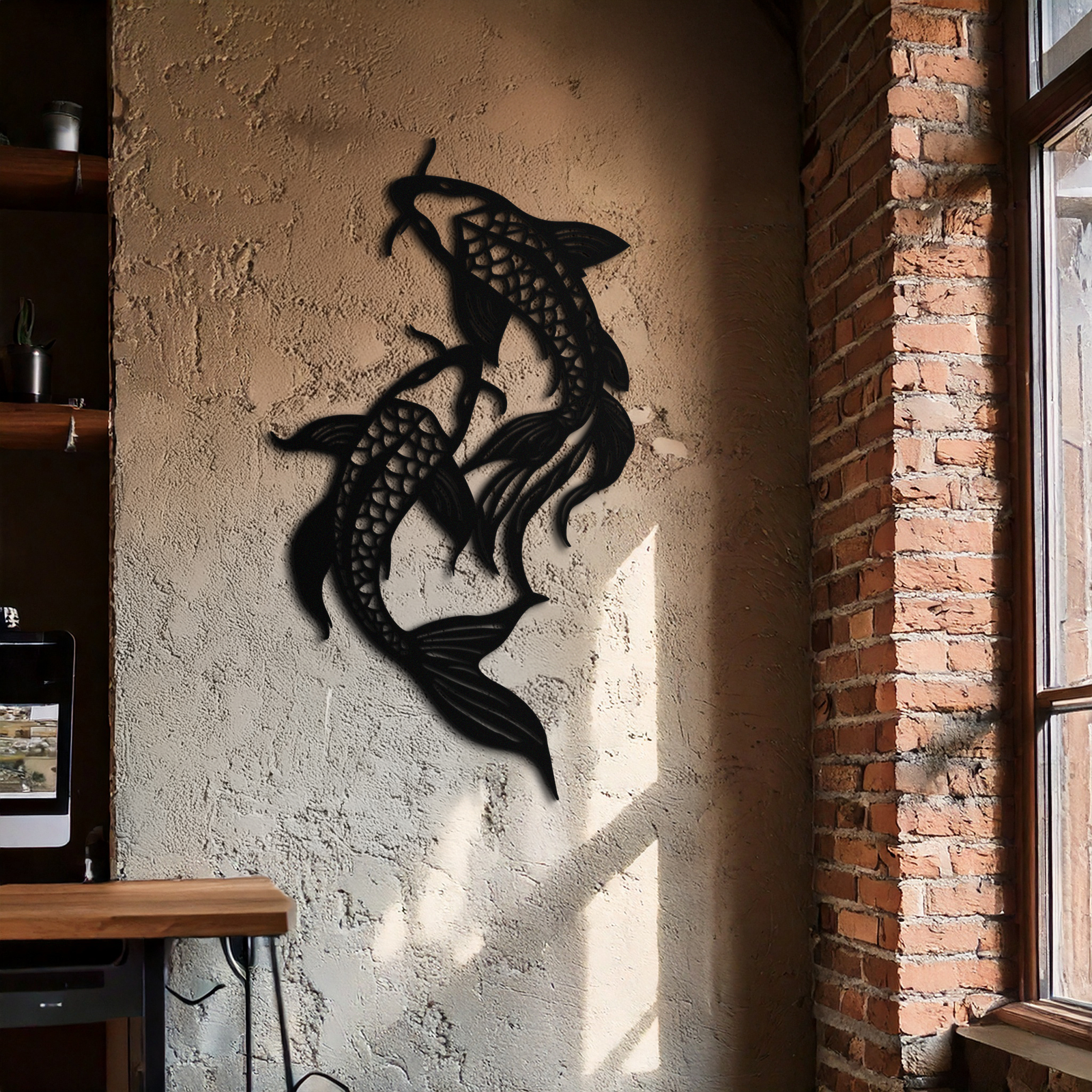 Dual Fish Metal Wall Art – Nature-Inspired Aquatic Silhouette for Modern Interiors- KAF653