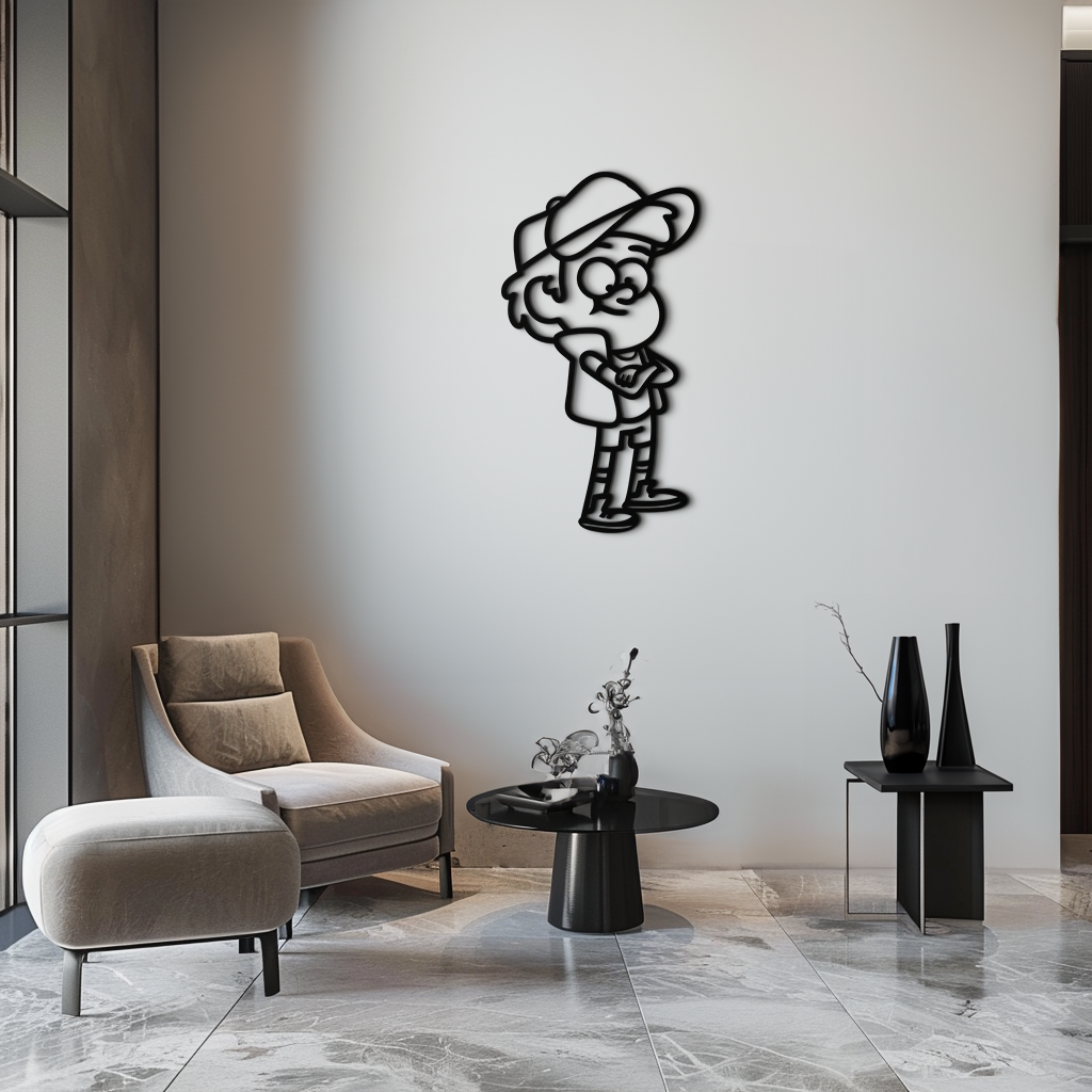 Dipper Pines Metal Wall Art – Gravity Falls-Inspired Silhouette for Fans and Collectors- KAF654